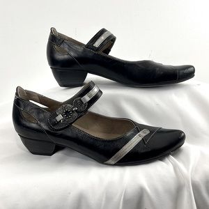 Fluchos Dorking Elegant Black & Gray Mary Janes Women's Heels Shoes Size 7